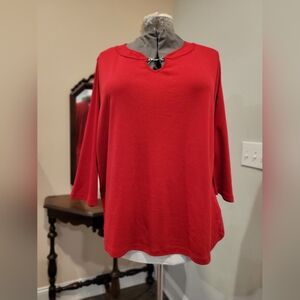 NWT 3X Rafaella Red Cotton Knit Top